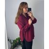 Košile dlouhý rukáv dámská nadrozměr (50/52 ONE SIZE) ITALSKÁ MÓDA IM324ANABEL/DUR (Velikost 50/52, Barva vínová)