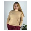 Svetr úpletový dlouhý rukáv dámský nadrozměr (50/52/54 ONE SIZE) ITALSKá MóDA IMSM24JK8116-64/DR (Velikost 52/54, Barva hnědá)