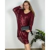 Šaty společenské flitrové dlouhý rukáv dámské nadrozměr  (54/56/58 ONE SIZE) ITALSKÁ MÓDA IMWQ24FLITR/DU (Velikost 56/58, Barva béžová)
