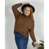 Svetr úpletový s rolákem dlouhý rukáv dámský nadrozměr (54/56/58 ONE SIZE) ITALSKá MóDA IMSN245303/DR (Velikost 56/58, Barva hnědá světlá)