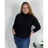 Svetr úpletový s rolákem dlouhý rukáv dámský nadrozměr (46/48/50 ONE SIZE) ITALSKÁ MÓDA IMC24545/DR (Velikost 48/50, Barva Černá)