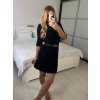 Šaty úpletové 3/4 dlouhý rukáv dámské (S/M ONE SIZE) ITALSKÁ MÓDA IMWH24333/DUR (Velikost S/M, Barva Černá)