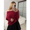 Svetr oversize šikmý dlouhý rukáv dámské (S/M/L ONE SIZE) ITALSKá MóDA IM424509/DUR (Velikost S/M/L, Barva bílá)