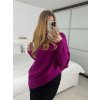 Svetr oversize šikmý dlouhý rukáv dámské (S/M/L ONE SIZE) ITALSKá MóDA IM424509/DUR (Velikost S/M/L, Barva bílá)