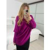 Svetr oversize šikmý dlouhý rukáv dámské (S/M/L ONE SIZE) ITALSKá MóDA IM424509/DUR (Velikost S/M/L, Barva bílá)