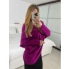 Svetr oversize šikmý dlouhý rukáv dámské (S/M/L ONE SIZE) ITALSKá MóDA IM424509/DUR (Velikost S/M/L, Barva bílá)