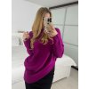 Svetr oversize šikmý dlouhý rukáv dámské (S/M/L ONE SIZE) ITALSKá MóDA IM424509/DUR (Velikost S/M/L, Barva bílá)