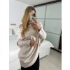 Svetr oversize šikmý dlouhý rukáv dámské (S/M/L ONE SIZE) ITALSKá MóDA IM424509/DUR (Velikost S/M/L, Barva bílá)