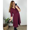 Šaty společenské 3/4 rukáv dámské nadrozměr (42/44/46 ONE SIZE) ITALSKÁ MÓDA IM424JENNY/DR (Velikost 42/44, Barva vínová)