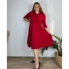 Šaty společenské 3/4 rukáv dámské nadrozměr (42/44/46 ONE SIZE) ITALSKÁ MÓDA IM424JENNY/DR (Velikost 42/44, Barva vínová)