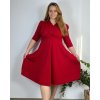 Šaty společenské 3/4 rukáv dámské nadrozměr (42/44/46 ONE SIZE) ITALSKÁ MÓDA IM424JENNY/DR (Velikost 42/44, Barva vínová)