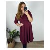 Šaty společenské 3/4 rukáv dámské nadrozměr (42/44/46 ONE SIZE) ITALSKÁ MÓDA IM424JENNY/DR (Velikost 42/44, Barva vínová)