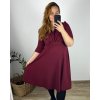 Šaty společenské 3/4 rukáv dámské nadrozměr (42/44/46 ONE SIZE) ITALSKÁ MÓDA IM424JENNY/DR (Velikost 42/44, Barva vínová)