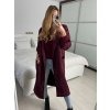 Kabát podzimní broušená koženka dámský (S/M/L ONE SIZE) ITALSKÁ MÓDA IMD211192/DU (Velikost S/M/L, Barva vínová)