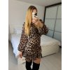 Šaty elegantní šifonové dlouhý rukáv dámské (S/M ONE SIZE) ITALSKÁ MÓDA IMM24M35880/DU (Velikost S/M, Barva hnědá)