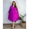 Šaty elegantní s krajkou dlouhý rukáv dámské nadrozměr (54/56/58 ONE SIZE) ITALSKá MóDA IM424TOSKANA/DUR