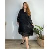 Šaty elegantní s krajkou dlouhý rukáv dámské nadrozměr (54/56/58 ONE SIZE) ITALSKá MóDA IM424MENDY/DUR
