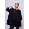 Tunika s flitry teplá dlouhý rukáv dámská  (42/44/46 ONE SIZE) ITALSKÁ MÓDA IMWMY2439317 (Velikost 42/44/46, Barva Černá)