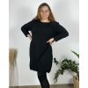 Šaty teplé  dlouhý rukáv dámské nadrozměr (54/56/58 ONE SIZE) ITALSKá MóDA IM424536/DR (Velikost 56/58, Barva Černá)