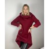 Mikina teplá prodloužená s kapucí dámská (S/M/L ONE SIZE) ITALSKÁ MÓDA IMD23721/DR (Velikost S/M, Barva vínová)