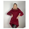 Mikina teplá prodloužená s kapucí dámská (S/M/L ONE SIZE) ITALSKÁ MÓDA IMD23721/DR (Velikost S/M, Barva vínová)
