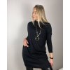 Šaty s přívěskem dlouhý  rukáv dámské (S/M/L ONE SIZE) ITALSKÁ MÓDA IMM24NECKLES/DR (Velikost S/M, Barva béžová krémová)