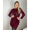 Šaty s přívěskem dlouhý  rukáv dámské (S/M/L ONE SIZE) ITALSKÁ MÓDA IMM24NECKLES/DR (Velikost S/M, Barva béžová krémová)