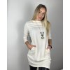 Šaty s přívěskem dlouhý  rukáv dámské (S/M/L ONE SIZE) ITALSKÁ MÓDA IMM24NECKLES/DR (Velikost S/M, Barva béžová krémová)