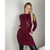 Šaty s přívěskem dlouhý  rukáv dámské (S/M/L ONE SIZE) ITALSKÁ MÓDA IMM24NECKLES/DR (Velikost S/M, Barva béžová krémová)