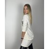 Šaty s přívěskem dlouhý  rukáv dámské (S/M/L ONE SIZE) ITALSKÁ MÓDA IMM24NECKLES/DR (Velikost S/M, Barva béžová krémová)