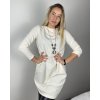 Šaty s přívěskem dlouhý  rukáv dámské (S/M/L ONE SIZE) ITALSKÁ MÓDA IMM24NECKLES/DR (Velikost S/M, Barva béžová krémová)