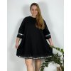 Šaty elegantní 3/4 rukáv dámské nadrozměr (48/50/52 ONE SIZE) ITALSKÁ MÓDA IMSM2439424/DR (Velikost 48/50, Barva Černá)