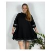 Šaty elegantní 3/4 rukáv dámské nadrozměr (48/50/52 ONE SIZE) ITALSKÁ MÓDA IMSM2439424/DR (Velikost 48/50, Barva Černá)