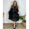 Šaty elegantní flitrované douhý rukáv dámské nadrozměr (54/56/58 ONE SIZE) ITALSKÁ MÓDA IMWT24STAR/DR (Velikost 54/56, Barva Černá)