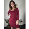 Šaty elegantní pouzdrové 3/4 rukáv dámské (S-XL) ITALSKÁ MÓDA IMM23M23121-3/DUR (Velikost S, Barva vínová)