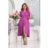 Šaty elegantní letní krátký rukáv dámské nadrozměr (36-46 ONE SIZE) POLSKÁ MÓDA PMLEL24ROSAB (Velikost 36, Barva fialová purpurová)