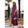 Šaty dlouhé elegantní letní krátký rukáv dámské nadrozměr (36-46 ONE SIZE) POLSKÁ MÓDA PMLEL24ROSA2 (Velikost 36, Barva fialová purpurová)