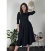 Šaty elegantní s páskem dlouhý rukáv dámské (S/M/L ONE SIZE) ITALSKÁ MÓDA IM424802 (Velikost S/M/L, Barva Černá)