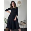 Šaty elegantní s páskem dlouhý rukáv dámské (S/M/L ONE SIZE) ITALSKÁ MÓDA IM424802 (Velikost S/M/L, Barva Černá)