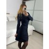 Šaty žebrované dlouhý rukáv dámská (S/M ONE SIZE) ITALSKÁ MÓDA IMM24M20726/DU