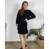 Šaty elegantní dlouhý rukáv dámské nadrozměr (48/50/52 ONE SIZE) ITALSKá MóDA IM424TATIANA/DR (Velikost 48/50, Barva Černá)