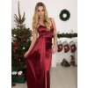 Šaty dlouhé elegantní společenské saténové na ramínka dámské (S/M ONE SIZE) ITALSKÁ MÓDA IM424772/DUR (Velikost S/M, Barva tmavě červená)