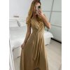 Šaty dlouhé elegantní společenské třpytivé bez rukávu dámské (S/M ONE SIZE) ITALSKÁ MÓDA IM424860/DU (Velikost S/M, Barva béžová)