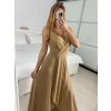 Šaty dlouhé elegantní společenské třpytivé bez rukávu dámské (S/M ONE SIZE) ITALSKÁ MÓDA IM424860/DU (Velikost S/M, Barva béžová)