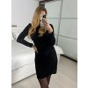 Šaty elegantní dlouhý rukáv dámské (S/M/L ONE SIZE) ITALSKÁ MÓDA IMM2411520/DU (Velikost S/M/L, Barva Černá)