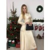 Šaty dlouhé společenské dlouhý rukáv dámské (S/M/L ONE SIZE) ITALSKÁ MÓDA IMM24M37639/DU (Velikost S/M/L, Barva béžová)
