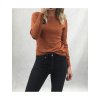 Svetr upletový dlouhý rukáv dámské (S/M/L ONE SIZE) ITALSKá MóDA IM5205801-27/DR (Velikost S/M, Barva hnědá)