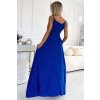 299-17 CHIARA elegantní maxi šaty na ramínka - modré se třpytkami (Velikost S)