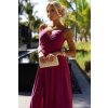 299-19 CHIARA elegantní dlouhé maxi šaty na ramínka - fuchsiové se třpytkami