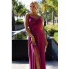 299-19 CHIARA elegantní dlouhé maxi šaty na ramínka - fuchsiové se třpytkami